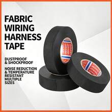 Flocked Wire Harness Tape, Flame Retardant High Temperature Resistant Automotive Wiring Tape, Anti-Vibration Noise Reduction Wear-Resistant Fabric Cable Wrap, Residue-Free Tape, Suitable For Car Engine, Door, Dashboard, Multi-Purpose Home Electronic Wire Protection - Cable Tie Tape 19mm*10m - View 2