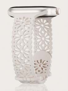 Lace Hollow Floral Silicone Watch Band Compatible With Apple Watch Band 38mm 40mm 41mm 42mm 44mm 45mm 46mm 49mm, Boho Thin Hollow Slim Engraved Breathable Sports Watch Band Waterproof Watch Band Suitable For Apple Watch Ultra 11/10/9/8/7/SE/6/5/4/3/2/1 SE Women Men - Lace - View 31