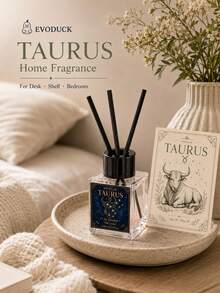 Taurus Zodiac Reed Diffuser 50ml, Botanical Vanilla Scented Oil Diffuser With Pink Crystal & 4 Fiber Reeds, Flameless Home Fragrance For Bedroom Bathroom Office, Astrology Birthday Gift For Women, Star Sign Room Decor - 無火系列 - 查看 10