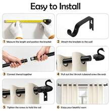 1pc Swan Style Decorative Curtain Rod, Iron Rod Body, Sturdy And Durable, Comes With Small Brackets For Secure Installation, Black Elegant Low-Key Versatile, Halloween Gift Card, Recommended Item - 1PC - View 4