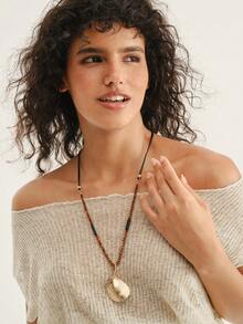 Nocturel 1pc Asymmetrical Geometric Design Long Necklace, Suitable For Fashion Women's Everyday Wear - Multicolor - View 5