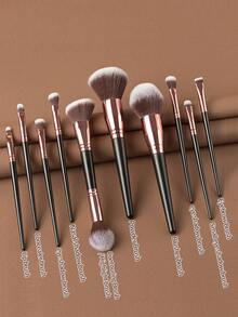 ronshadow 15pcs Multi-Function Makeup Brush Set, Soft Nylon Bristles, Base, Contour, Eye, Brow Brushes, Even Powder Pickup, Smooth Application, Suitable For Daily Use, Travel Makeup, Gift - Multicolor - View 3