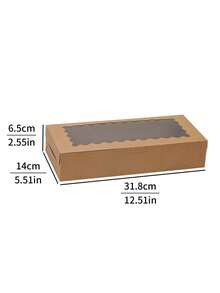 5pcs/10pcs/15pcs White Cardboard Wavy Window Cookie Box, No Handle, Can Be Used As Muffin Box, Cookie Box, Bread Box With Window, Suitable For Pastries, Pies, Muffins, Chocolate, Strawberry - View 2