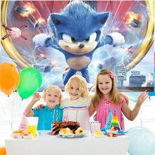 Authorized 1PC Healing Adventure Sonic Theme Birthday Party Decoration Backdrop (82.7x59.1/59.1x39.4/39.4x29.5 Inch), Suitable For Boys Girls Birthday Party Background, Children Newborn Cake Table Party Wall Decoration Banner, Outdoor Indoor Photography Photo Backdrop Props - Multicolor - View 5