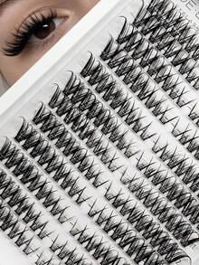 216pcs D Curl Lash Cluster Set, Suitable For Beginners, Soft Lashes Can Create Cat Eye And Fox Eye Makeup Effect, Long-Lasting Curl All Day, Natural And Voluminous For Photos, Suitable For Daily, Wedding, Party And Holiday Makeup - Black - View 3
