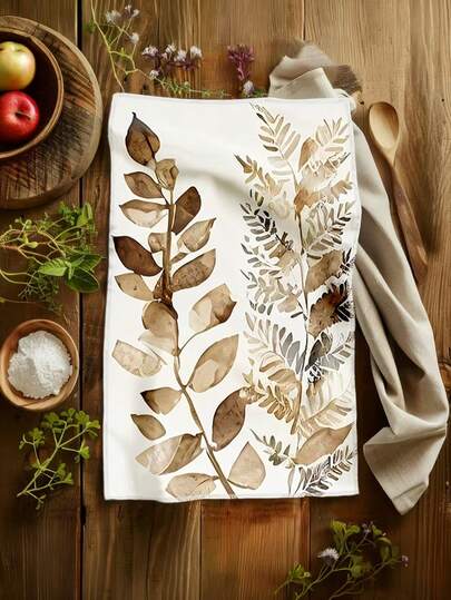 1/2/4pcs Boho Fall Leaf Flower Kitchen Towels | Vintage Autumn Floral Botanical Dish Tea Handles, 15.7x23.6 INCH For Home Decor