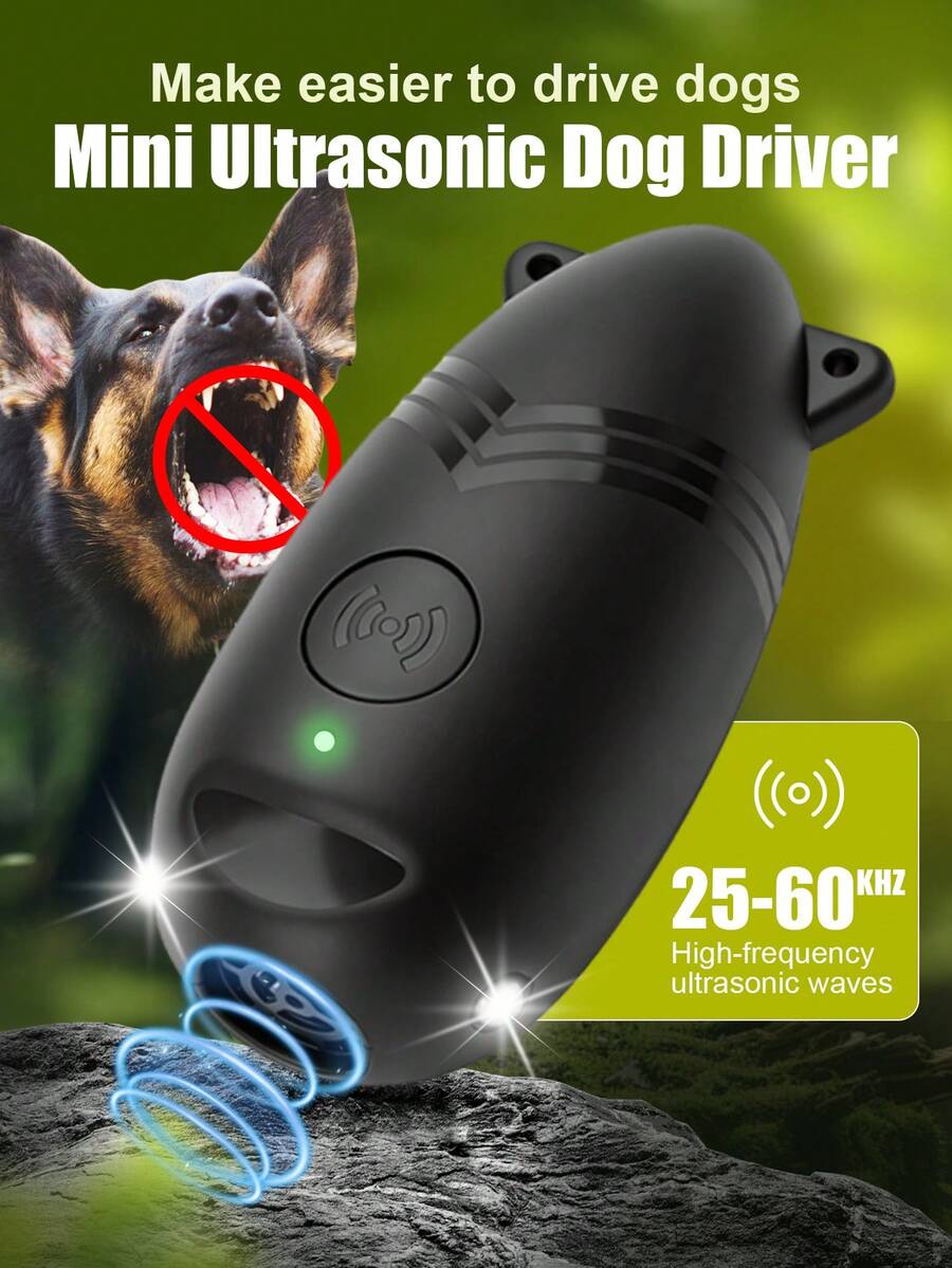手持式超音波驅狗器,雙喇叭防吠裝置,USB充電式LED手電筒,便攜式戶外狗狗訓練驅趕器,手持式驅狗器,適用於散步、慢跑和戶外訓練 - 彩色 - 查看 1