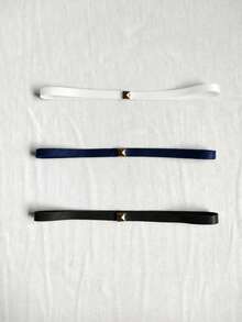 3-Pack Elastic Headband Bandanas For Running, Gym, Yoga, Casual, Streetwear - White, Black, Navy Blue - 白色,黑色和藏青色 - 查看 2