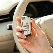 1pc Car Key Case-Exquisite Print,Suitable For Audi A3 8P, A6 C6, Q3 8U, A1 8X, Q7 4L, TT 8J, R8 42.Advanced Soft-Touch, Does Not Block Signal, Unisex. - Audi 3 Button Model CA - View 10