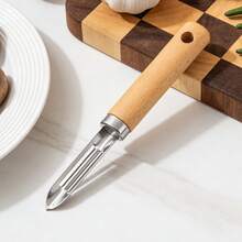 Pelador de Verduras / Pelador de Acero Inoxidable con Mango de Madera / Pelador de Frutas / Pelador en Y / Pelador de Cocina Multiusos - 18 cm - Ver 2