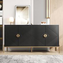 Modern White Sideboard With Shelves - Spacious Storage Area For Living Room/Dining Room - Black - View 3