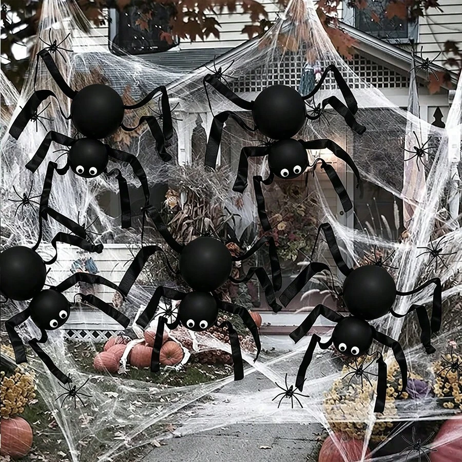 5 Sets DIY Balloon Decoration Spider-Shaped Realistic Balloon Material Packaging Wall Decor, Halloween Party Decoration Supplies - Balloon Set - View 1