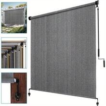 Cordless Outdoor Roller Shade Screen – Dual-Pole Spliced Design, Blackout Sun Shade For Patio, Pergola & Front Porch – Easy Pull-Up, Smooth Roll-Up Operation, UV-Resistant Fabric, Weather-Resilient Mesh, Tool-Free Installation, Compact Storage When R - Light Grey - View 4