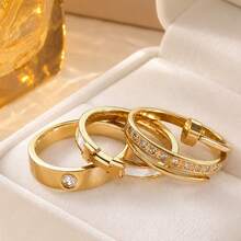 Anillo de acero inoxidable con patrón clásico de moda, estilo versátil - Estilo 1 - Ver 3