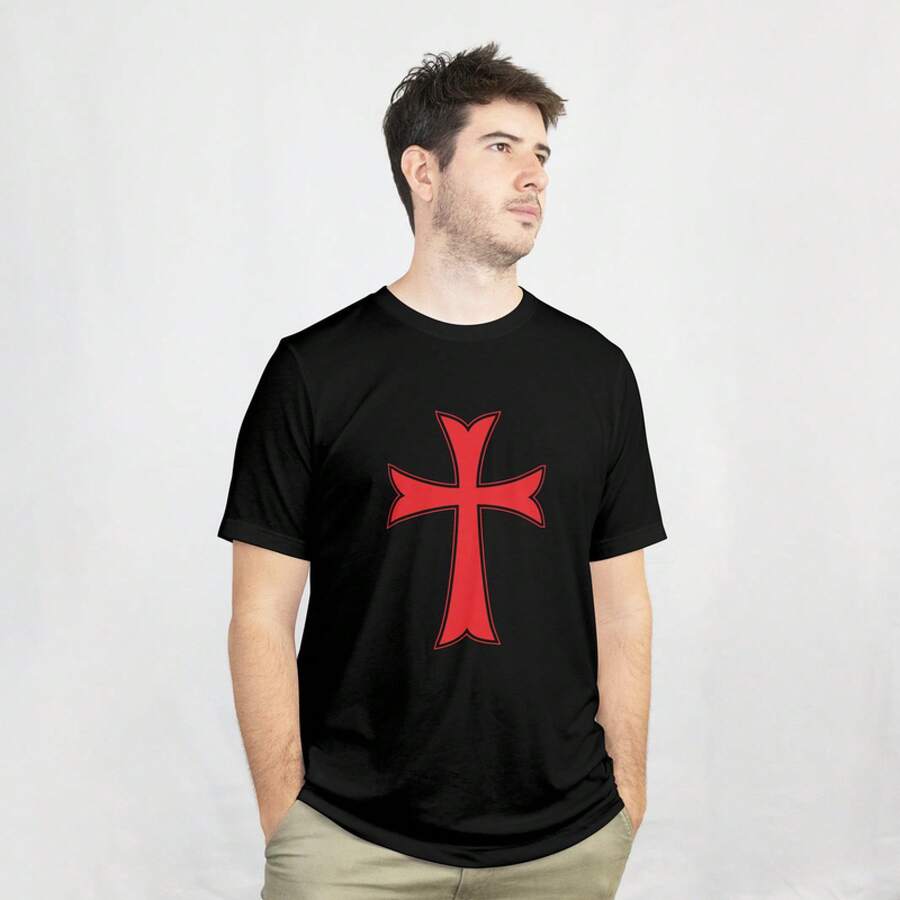 Knights Templar Cross Crusades Christianity Jesus Christ United Kingdom T-Shirt - Black - View 1
