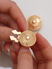1/2/5pcs 23mm Vintage Totem Pattern Round Button Covers, Metal Button Covers, Detachable Button Covers With Clips, 3D Decorative Buttons For Clothing, Button Snaps With Pliers, Suitable For Dresses, Evening Gowns, Shirts Accessories - Multicolor - View 10