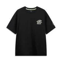 Li-Ning WADE X Timothy Goodman Oversized Cool-Touch Comfortable Glowing Line Print Casual Basketball T-Shirt AHSW539 - Black - View 2