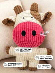 PETSIN 1个宠物发声玩具，可爱动物造型，包括牛、象、兔子、考拉、猪、猴子、猫等，内置咬合发声装置，吸引宠物注意力，适合中小型犬磨牙、缓解出牙不适、居家隔离娱乐、玩耍，宠物用品，宠物玩具 - 彩色 - 查看 3