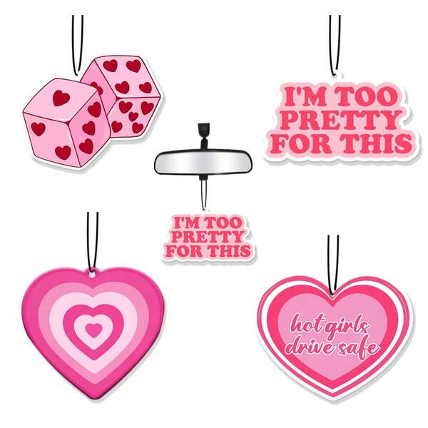 SepSky Ambientadores para coche - Ambientador colgante con forma de corazón rosa de 2.76 pulgadas, adorno colgante fragante para refrescar el aire, regalo esencial para accesorios de coche 2D planos, decoración interior del hogar y uso doméstico, aroma duradero