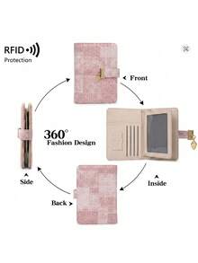 Pomelo Best Pink Plaid RFID Blocking Passport Cover Multi Card Slot Travel Wallet For Women, Passport Holder - Multicolor - View 2