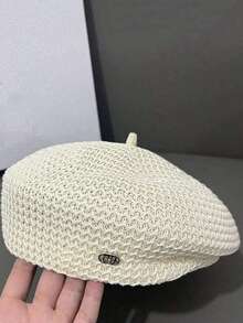 春夏 3D 鉤針編織貝雷帽 女款純色畫家帽 大頭圍 時尚顯臉小 百搭日常穿著 優雅帽子（實際顏色可能因光線而異） - 多色 - 查看 2