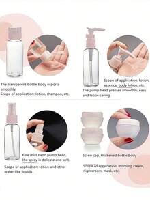 11pcs/Set Travel Cosmetic Lotion Refillable Bottle Set Empty Liquid Container Toiletries Travel Bottles Set Leakproof Squeezable For Shampoo Body Lotion Bath Shower Gel Subpackage Bottle Living RoomBedroom Bathroom Home Decor Travel Stuff Essentials - Multicolor - View 11