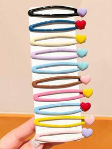 6/2pcs/Set 3D Heart Water Drop Hair Clips, Macaron Soft Color Palette, Minimalist Youthful Vibe - Suitable For Women And Girls, No Daily Fixed Bangs And Stray Hair - Multicolor - View 10