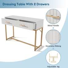White Vanity Table With 2 Drawers - Perfect For Bedroom - 白色 - 查看 3