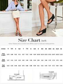 Athlefit Summer Beach Low Wedge Thong Flip Flops Women Square Open Toe Dressy Heeled Sandals - 黑色 - 查看 8