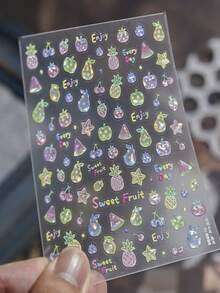 1件裝 3D 果凍美甲貼紙 Ins 風格 新鮮夏季美甲貼片 玻璃感水果櫻桃蘋果梨子美甲裝飾 自黏式美甲配件 - 彩色 - 查看 7