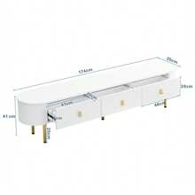 Lowboard TV With Drawers – White And Gold Accents - 白色 - 查看 6