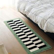 Manta de cachemira sintética a cuadros blanco y negro, manta de cuadros franceses para dormitorio, mesita de noche, alfombra de sofá de sala de estar, mesa de café, cojín de ventana larga - antideslizante, lavable a máquina, decoración de sala de estar, dormitorio, patio y jardín, tapete de poliéster, uso interior/exterior, rectangular, alfombra de sala de estar - Multicolor 10 - Ver 22