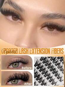 216pcs D Curl Lash Cluster Set, Suitable For Beginners, Soft Lashes Can Create Cat Eye And Fox Eye Makeup Effect, Long-Lasting Curl All Day, Natural And Voluminous For Photos, Suitable For Daily, Wedding, Party And Holiday Makeup - Black - View 6