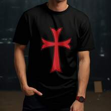Knights Templar Cross Crusades Christianity Jesus Christ United Kingdom T-Shirt - Black - View 2