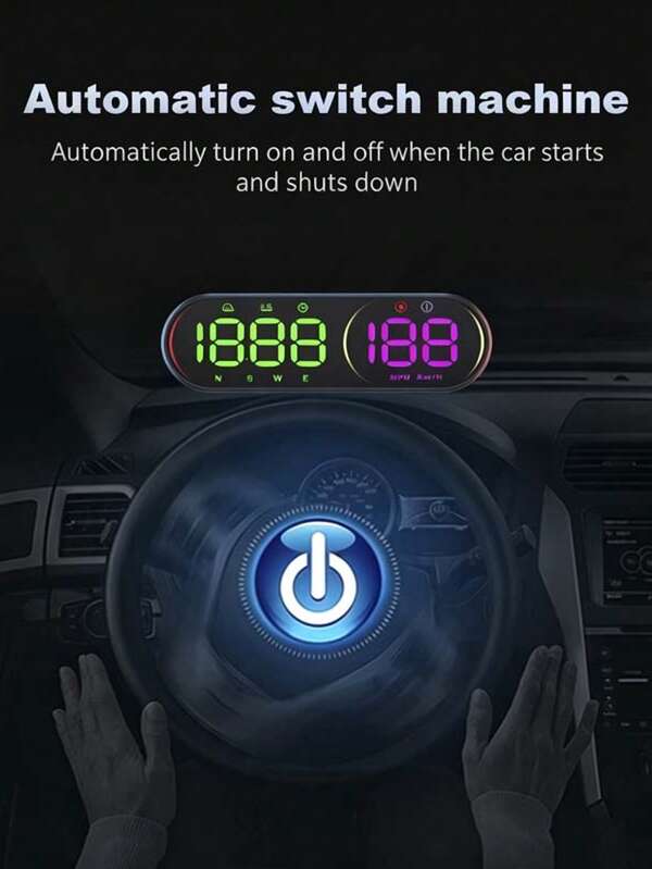 YNF GPS HUD Head-Up Display Car Speedometer, 4.5 Inch Smart Digital Speed Display, KMH/MPH Switchable, Windshield Projection, Driving Direction, Time, Trip Distance, Overspeed Alarm, Multi-Color Display, Universal HUD (Type-C Interface)