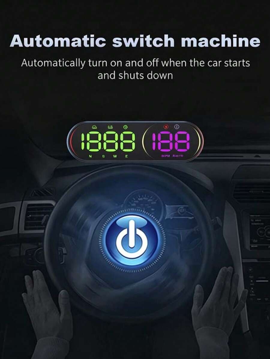 YNF GPS HUD Pantalla de Visualización Frontal para Coche, Velocímetro Digital Inteligente de 4.5 Pulgadas, Conmutable KMH/MPH, Proyección en el Parabrisas, Dirección de Conducción, Hora, Distancia del Viaje, Alarma de Exceso de Velocidad, Pantalla Multicolor, HUD Universal (Interfaz Tipo-C)