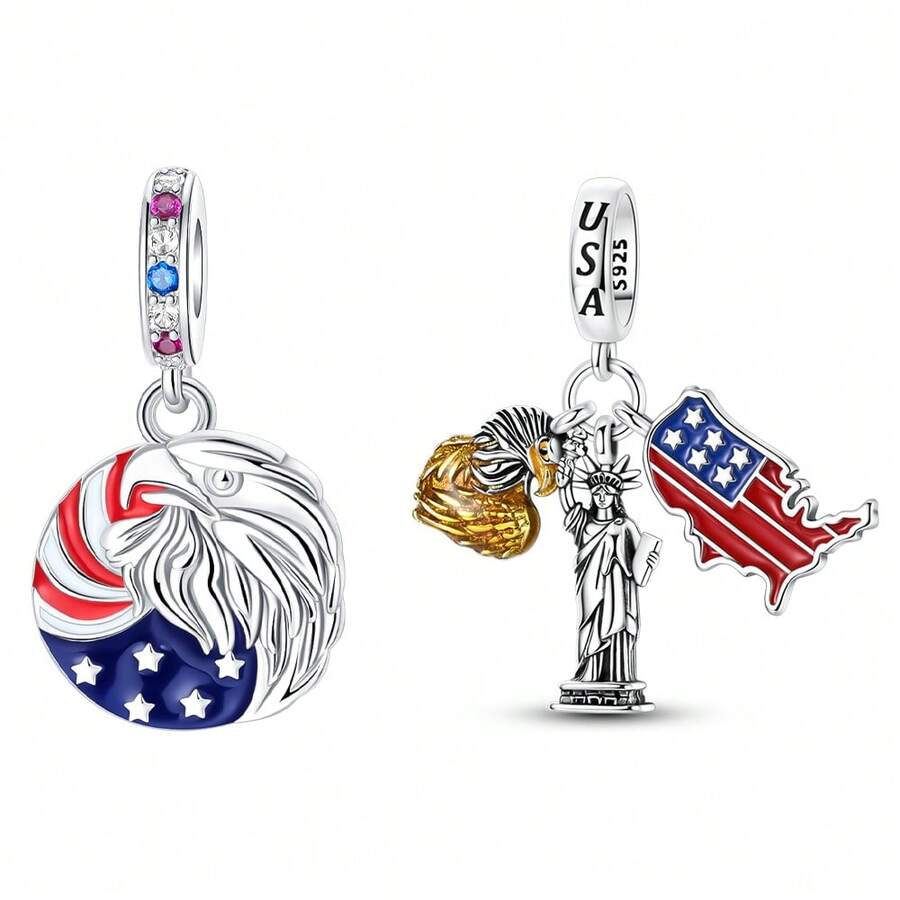Silver Plated Charms For Bracelets,Patriotic Statue Of Liberty Bead,4th Of July Pendant,Silver Pendant Charm Suitable For Bracelet DIY Women's Jewelry - Silver - View 1