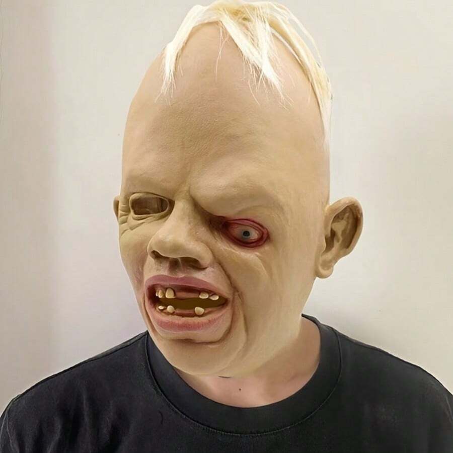 1pc Funny One-Eyed Monster Full Face Live Streaming Prop Cosplay Mask, Practical Horror Asymmetrical Eye Ghost Mask Full Head Cover, Suitable For Holiday Party Costume Cosplay Horror Haunted House Prop - Mask - View 1