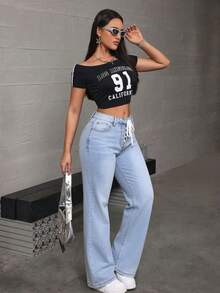 Women Jeans - 淺藍 - 查看 6
