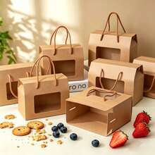 5pcs/10pcs White Window Handle Box For Cookies, Sandwich Crackers, Soda Crackers, Macarons, Candy, Mini Snacks, Suitable For Birthday, Party, Wedding Gift Packaging - View 9