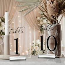 Wedding Transparent Arch Table Number Card, 5*7 Inch Arch Acrylic Table Number Card With Acrylic Stand, Table Guide Sign, Suitable For Wedding Party, Birthday Party And Other Occasions - A - View 6