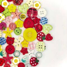 11/22/33/44/55/66/77/88Pcs Mixed Shape Resin Sewing Buttons In Box, Fruit And Heart Shaped Sewing Buttons, Star Butterfly Flower Mixed Shapes, Suitable For Sweater Cardigan Handmade Decoration - Multicolor - View 5