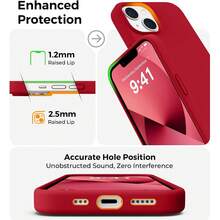 適用於 iPhone 13 的保護殼，[軍規級防震保護] 矽膠保護殼，配備柔軟耐刮微纖維內襯，適用於 iPhone 14 15 16 Pro Max 17 Pro Max XS Max XR 7 8 Plus SE2022 6s 6s Plus 12 Mini 11 - 紅色 - 查看 5