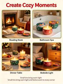 Xmas Candle Making Craft Set 50 Pieces, 10 Random Christmas Pattern Storage Tins Equipped With 40 Professional Candle Making Supplies, Great For DIY Hobby Projects And Brightening Up Holiday Party Scenes - 50pcs/10 Sets/5 - View 10