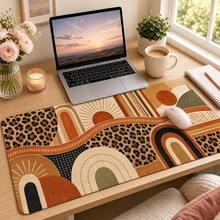 Boho Leopard Patchwork Extended Mouse Pad, Warm Abstract Large Desk Pad For Keyboard And Mouse, Home Office Computer Mat, Stylish Desk Accessories Gift - View 2