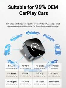 XUDA 2026 新款 2 合 1 無線 CarPlay / Android Auto 超迷你轉接器 - 2.4-5.0 GHz WiFi 5 CarPlay 轉換器，有線轉無線，快速自動連接，無延遲，緊湊設計，附 USB/USB-C 接口，無電池 - B - 查看 10