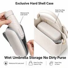 便攜旅行傘，迷你輕量，防雨防曬，UPF50+ 防護，防風傘架，橡膠手柄，適合戶外、海灘、徒步和通勤，附收納袋，輕量防紫外線陽傘 - 彩色 - 查看 6