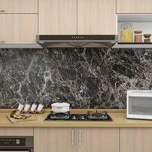 1 Roll Black Marble Wallpaper - Self-Adhesive Glossy Marble Film - Removable Countertop Sticker - Suitable For Kitchen Cabinets, Dining Table, Bathroom Decoration And Renovation - Barbary Black - View 4