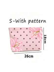 New Polka Dot Makeup Bag, Toiletry Bag, Travel Organizer Bag, Lightweight Portable Handheld Travel Makeup Storage Bag, Toiletry Bag, Fresh Daily Storage Bag, Compact Portable Style, Corduroy Material, Polka Dot Print Decoration, Top Handle Makeup Bag, Minimalist Casual Large Capacity Commuter Bag, Fashion Polka Dot One Shoulder Handbag, Suitable For Daily Wear - Multicolor - View 12