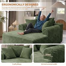YQzyphyna 40.5'' Boneless Cloud Sofa Bed – Deep Seat Cushion No Assembly Required, Modern Fluffy Loveseat Couch For Living Room & Bedroom,For Small Spaces, Apartment, Movie Night - 綠色 - 查看 5